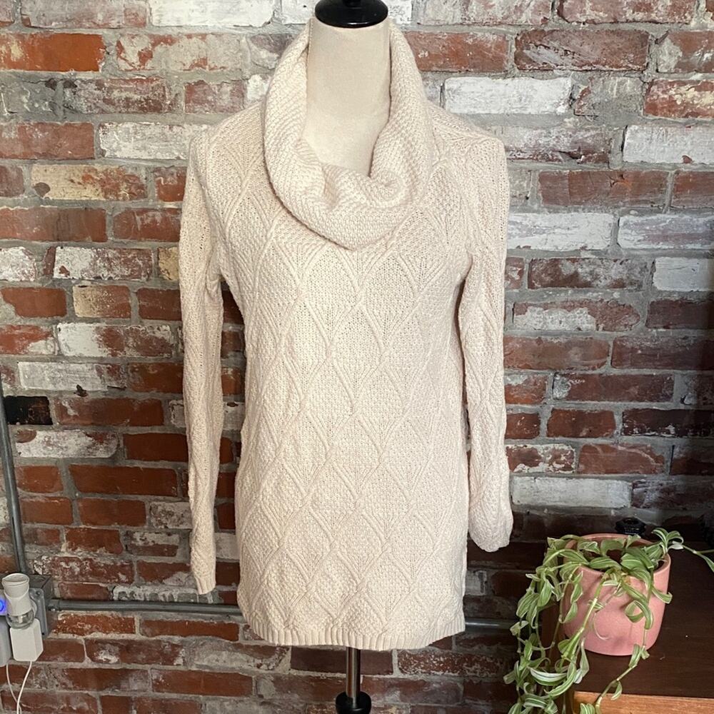 Jeanne Pierre  Women's Cream Cable Knit Cowl Neck Sweater Size M